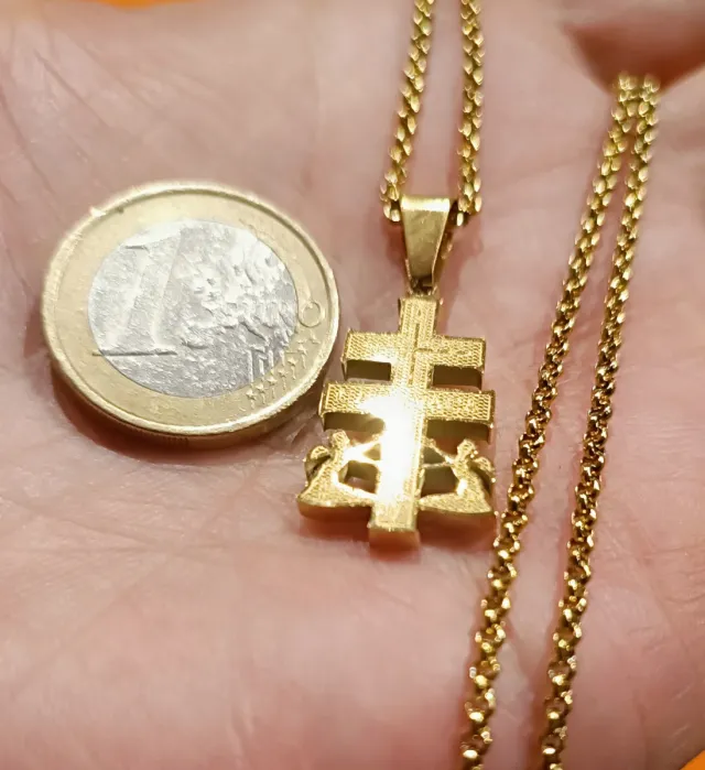 CRUZ DE CARAVACA+CADENA ACERO INOXIDABLE