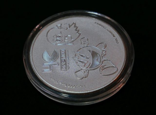 Moneda 1 onza plata 40 Aniv. Pacman 2020