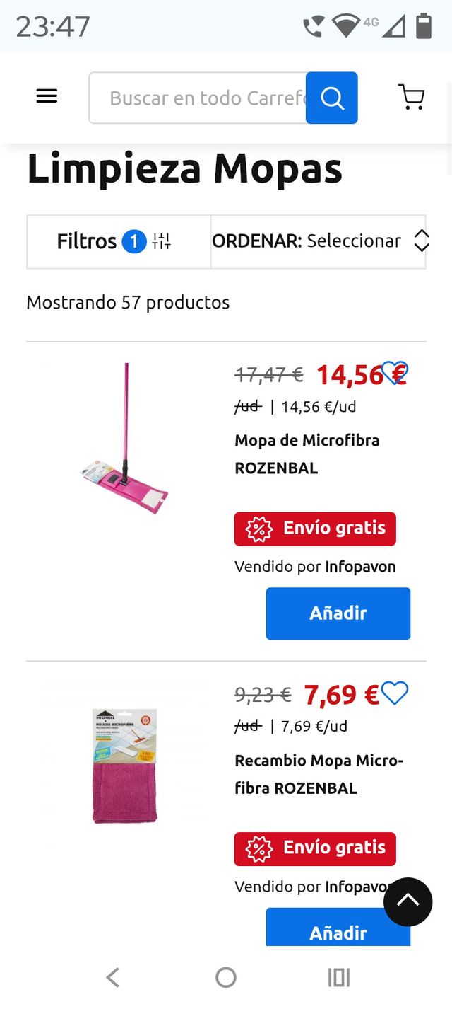 Mopa de limpieza con mango