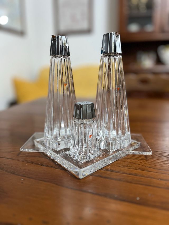 Set Oliera Acetiera Saliera Cristallo Colle