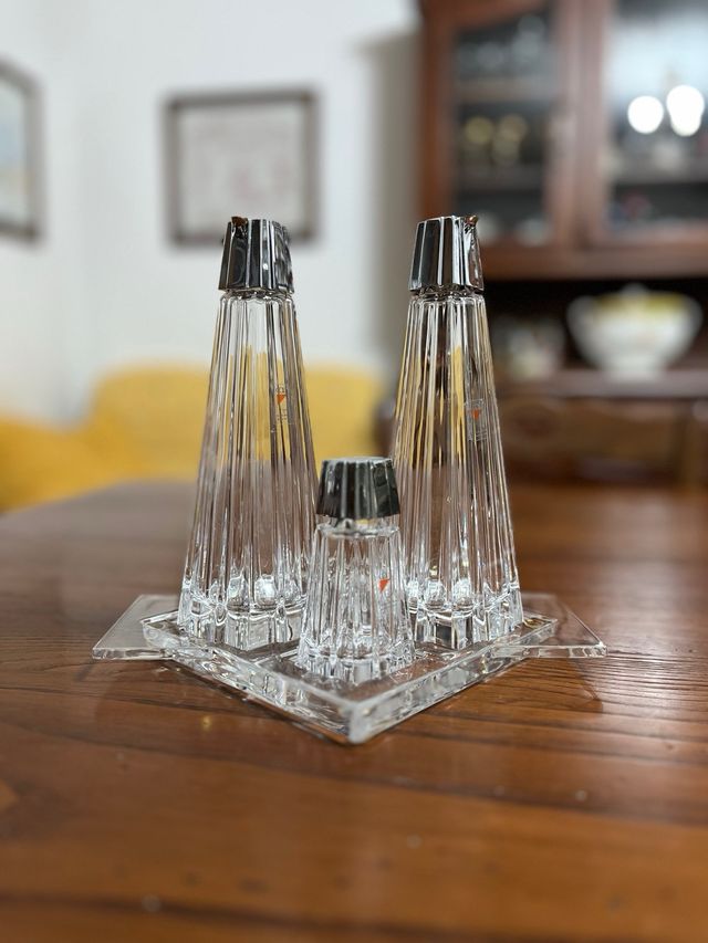 Set Oliera Acetiera Saliera Cristallo Colle