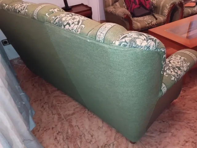 Sofá de 3 plazas verde estampado