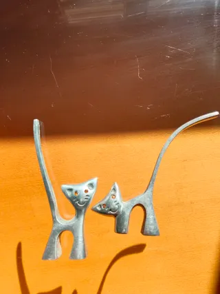Porta anillos gatos plata