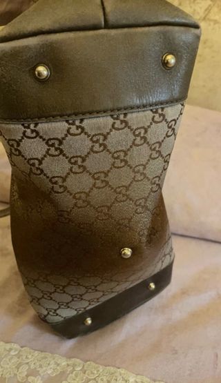 Borsa Gucci logata beige e marrone