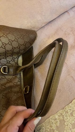 Borsa Gucci logata beige e marrone