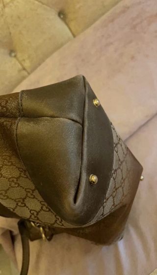 Borsa Gucci logata beige e marrone