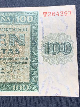 Billete 100 Pesetas 1936 El Banco de España