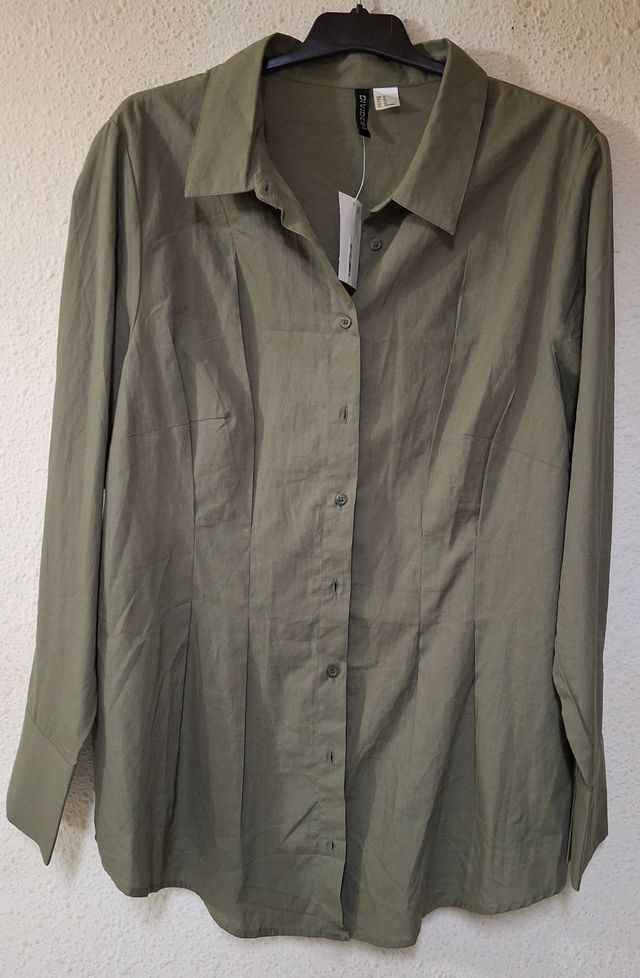 Camisa H&M Verde Oliva Talla XL