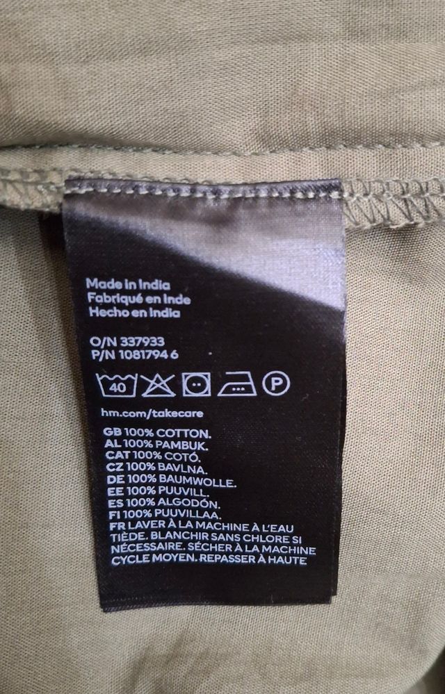 Camisa H&M Verde Oliva Talla XL