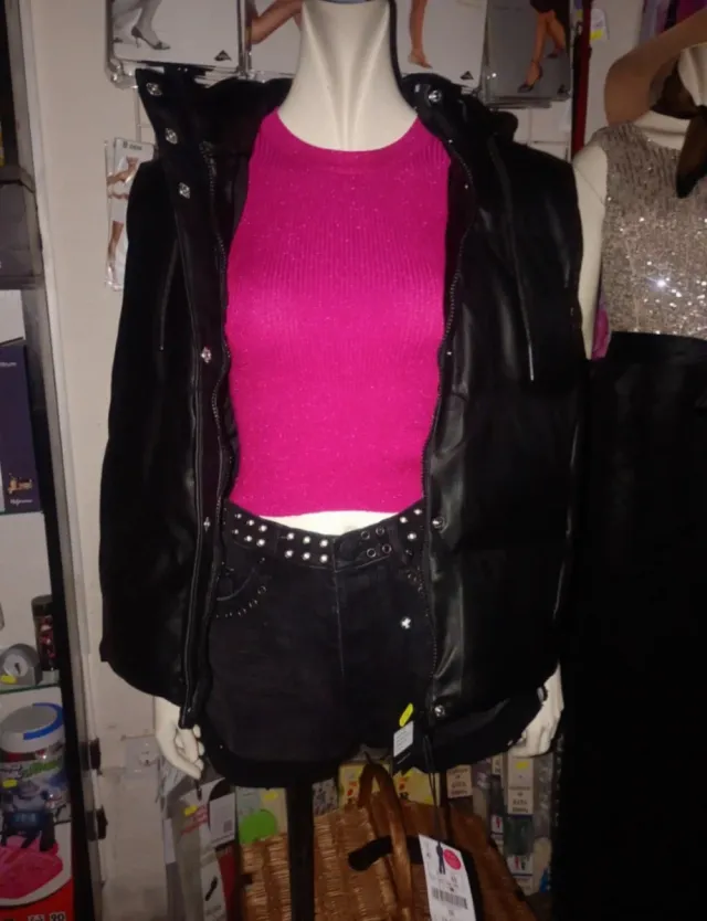 Chaleco Piel Sintética Lefties Negro