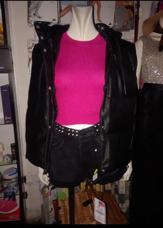 Chaleco Piel Sintética Lefties Negro