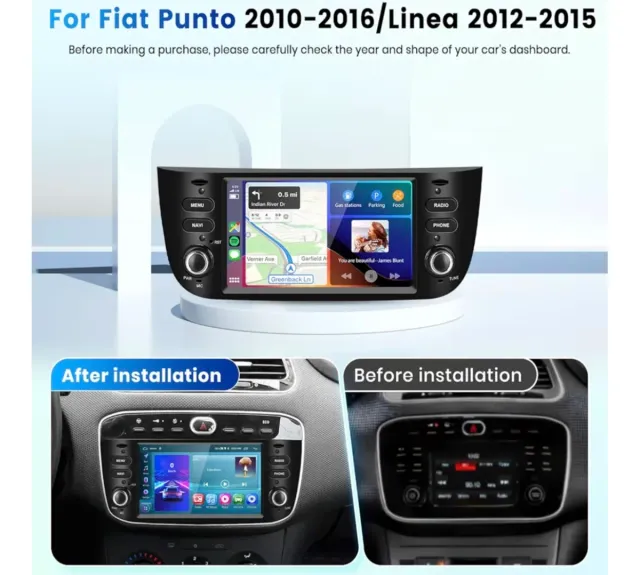 Pantalla Carplay Fiat Punto Android 13