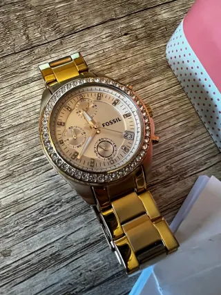 Reloj Fossil Mujer Dorado con Cristales