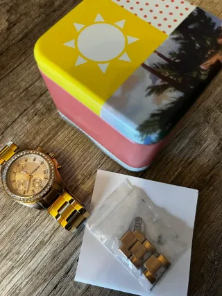 Reloj Fossil Mujer Dorado con Cristales