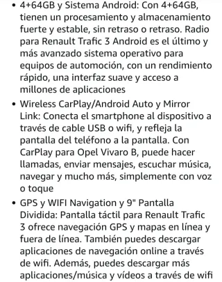 Pantalla Carplay Android Renault Trafic Vivaro