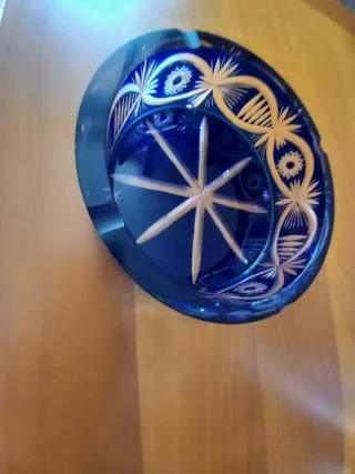 Posacenere cristallo blu mare