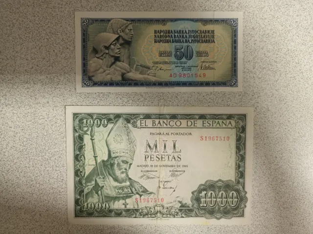 Reserva Jose Luis . Billetes Yugoslavia y España.