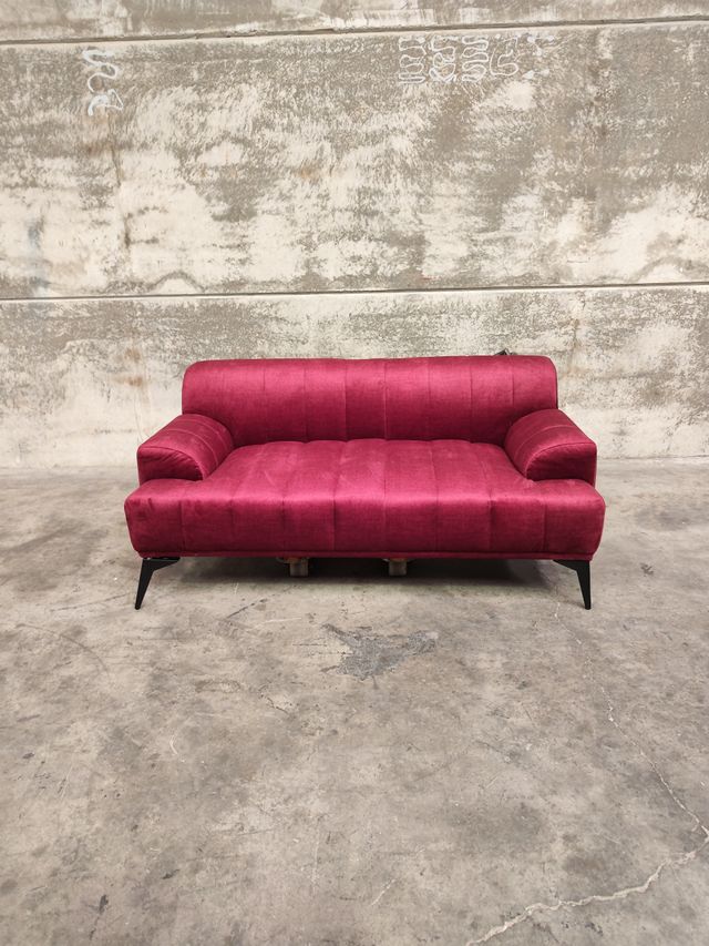 Sofá 3 plazas de terciopelo granate Rita