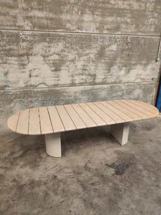 Mesa  280 cm  madera maciza de eucalipto  y patas blancas