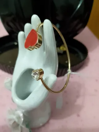 Bracciale vintage cuore smalto e strass