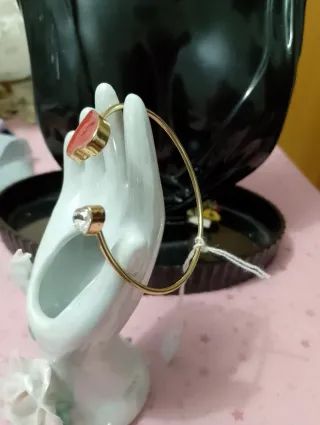 Bracciale vintage cuore smalto e strass