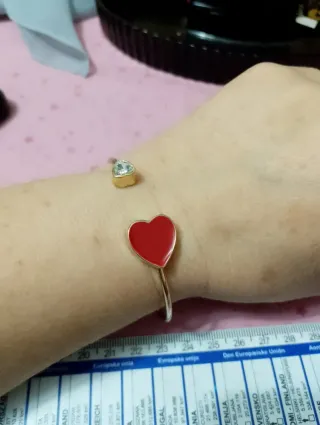 Bracciale vintage cuore smalto e strass