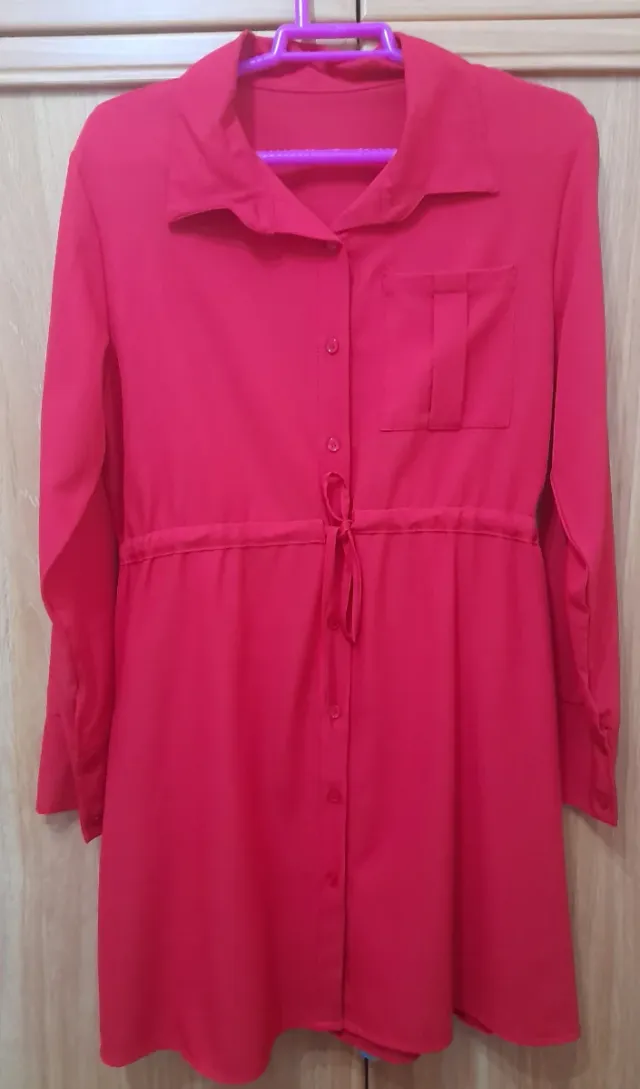 Vestido camisero rojo talla única