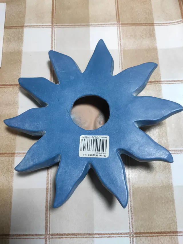 Figura Sol Decorativo Cerámica Azul