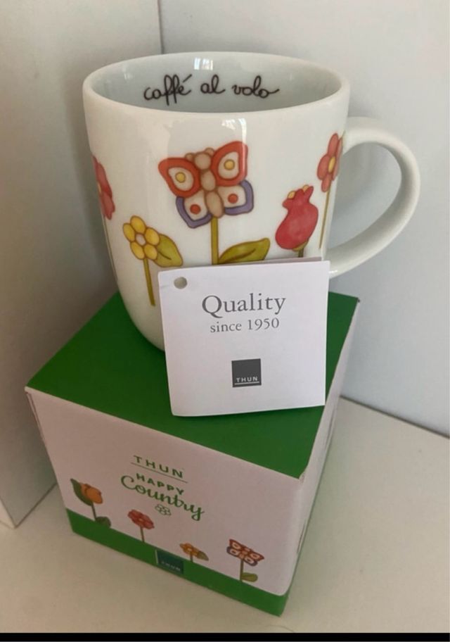 Tazza Thun Happy Country con farfalla