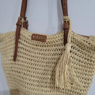 Bolso Kbas grande beige y marrón
