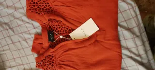 Blusa mujer calado color granate