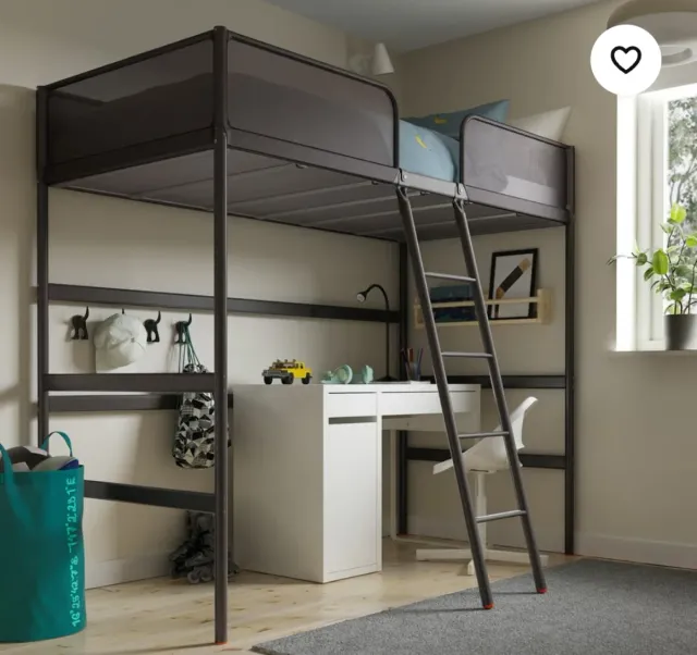 Estructura cama alta gris 90x200