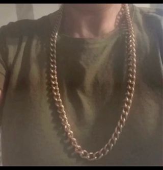 Collana lunga dorata a maglia antica