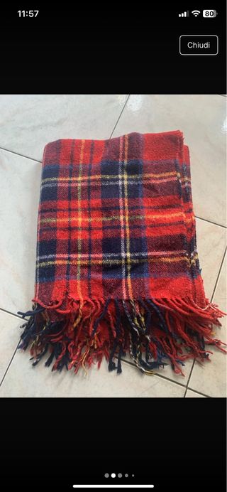 Coperta plaid lana tartan rossa