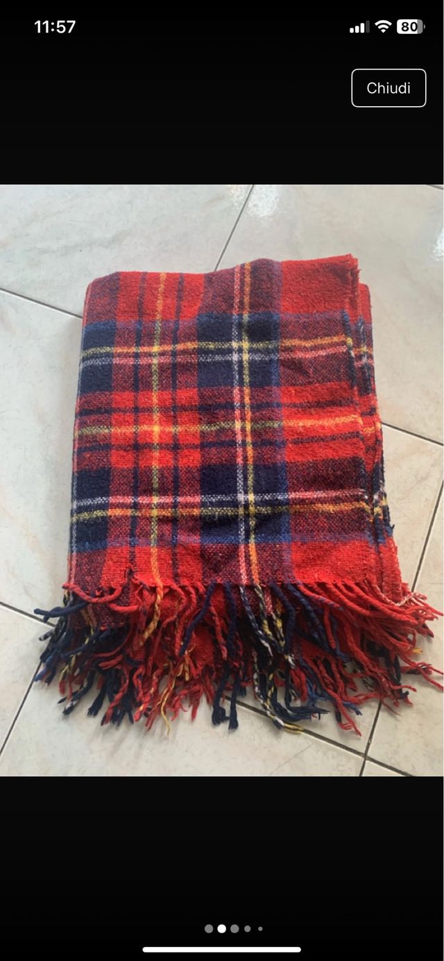 Coperta plaid lana tartan rossa
