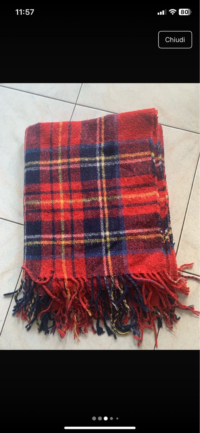 Coperta plaid lana tartan rossa