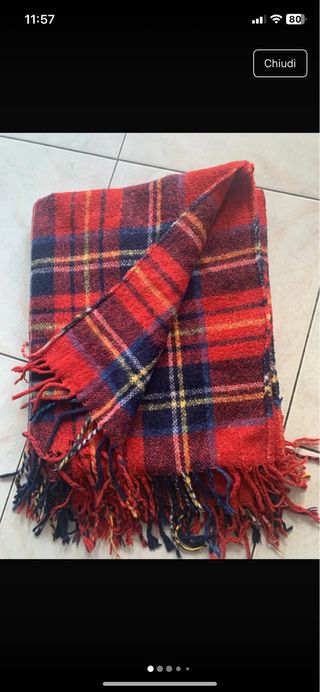 Coperta plaid lana tartan rossa