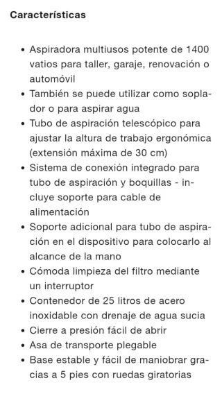 Aspirador Parkside Seco/Húmedo