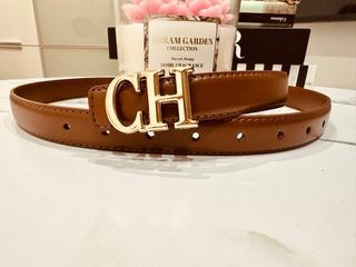 Cinturón símil piel marrón hebilla dorada