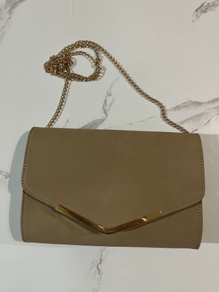 Bolso bandolera Miss Lulu beige y dorado