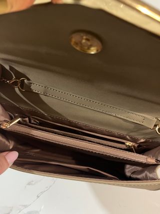 Bolso bandolera Miss Lulu beige y dorado