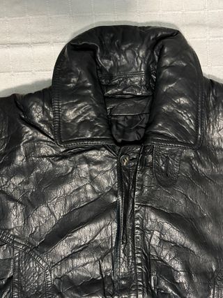 Chaqueta Biker Cuero Vintage Negra XL