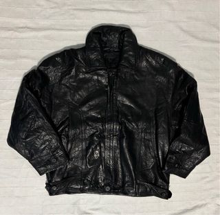 Chaqueta Biker Cuero Vintage Negra XL