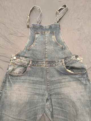 Peto vaquero largo mujer azul