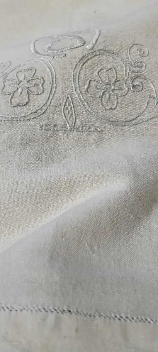Antico Lenzuolo Tre Teli Lino Ricamato