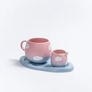 Set tazza e brocca nuvole rosa azzurro