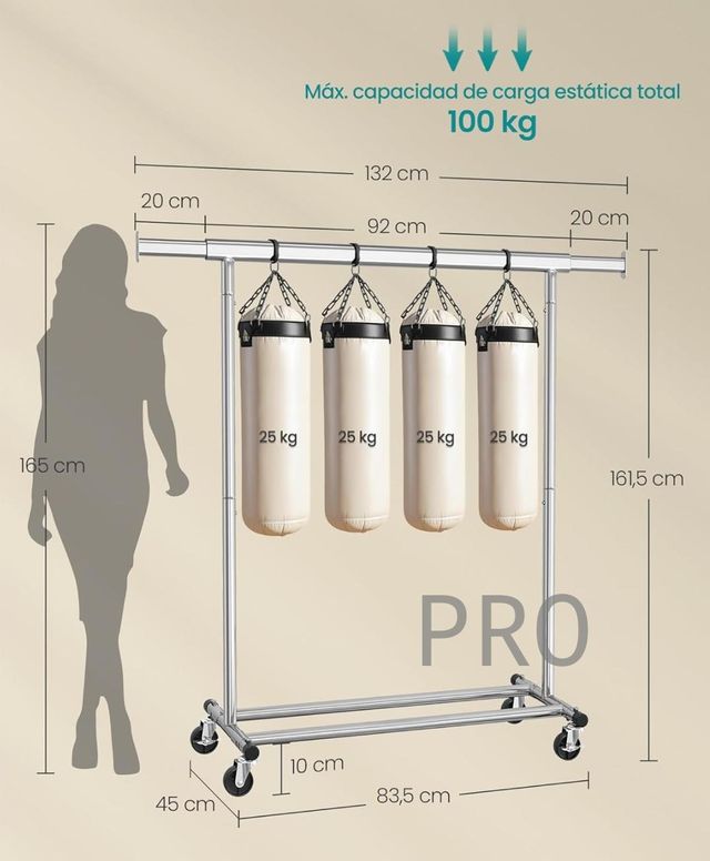 Asino portabiti allungabile con ruote - Songmics