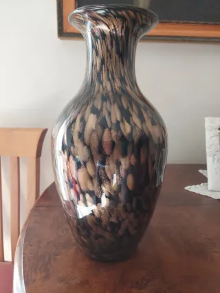 Vaso in vetro decorato oro e marrone