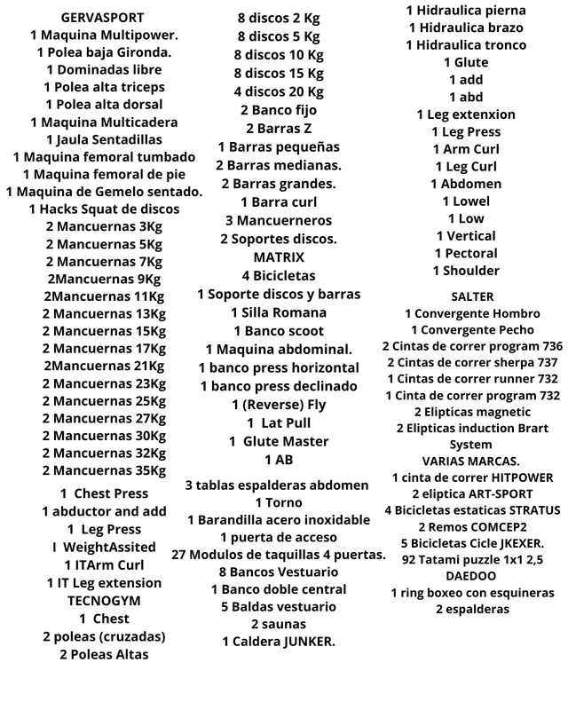 Lote de máquinas de gimnasio