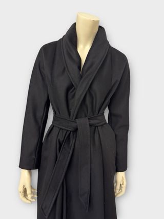Max Mara Cappotto Lana Lungo Vestaglia Nero